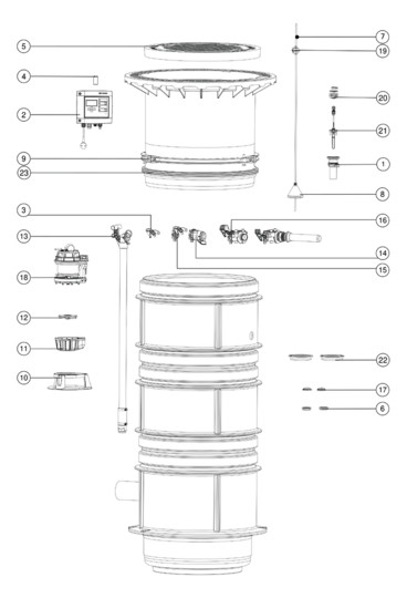 Kessel Pumpstation Aquapump Medium Mono GTF 1200, 1800-2250 mm, mit SDS-Schaltgerät, Abdeckung D