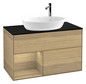 V&B Waschtisch-Unterschrank Finion 100cm, Abdeckplatte black matt, Regal Oak Veneer, Oak Veneer