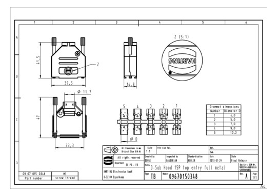 HART D Sub top entry metal   09670150348 