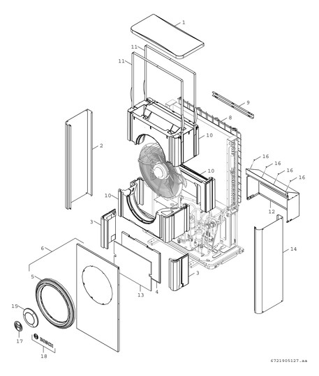 BOSCH Außeneinheit CS 7000i AW 13 OR-T, 1680 x 1200 x 580 mm, für Monoblock-Wärmepumpe