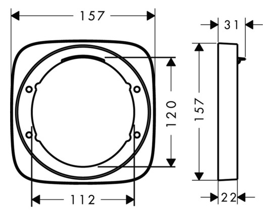 hansgrohe Verlängerungsrosette PuraVida d= 157mm, Verlängerungsmaß 22mm, chrom