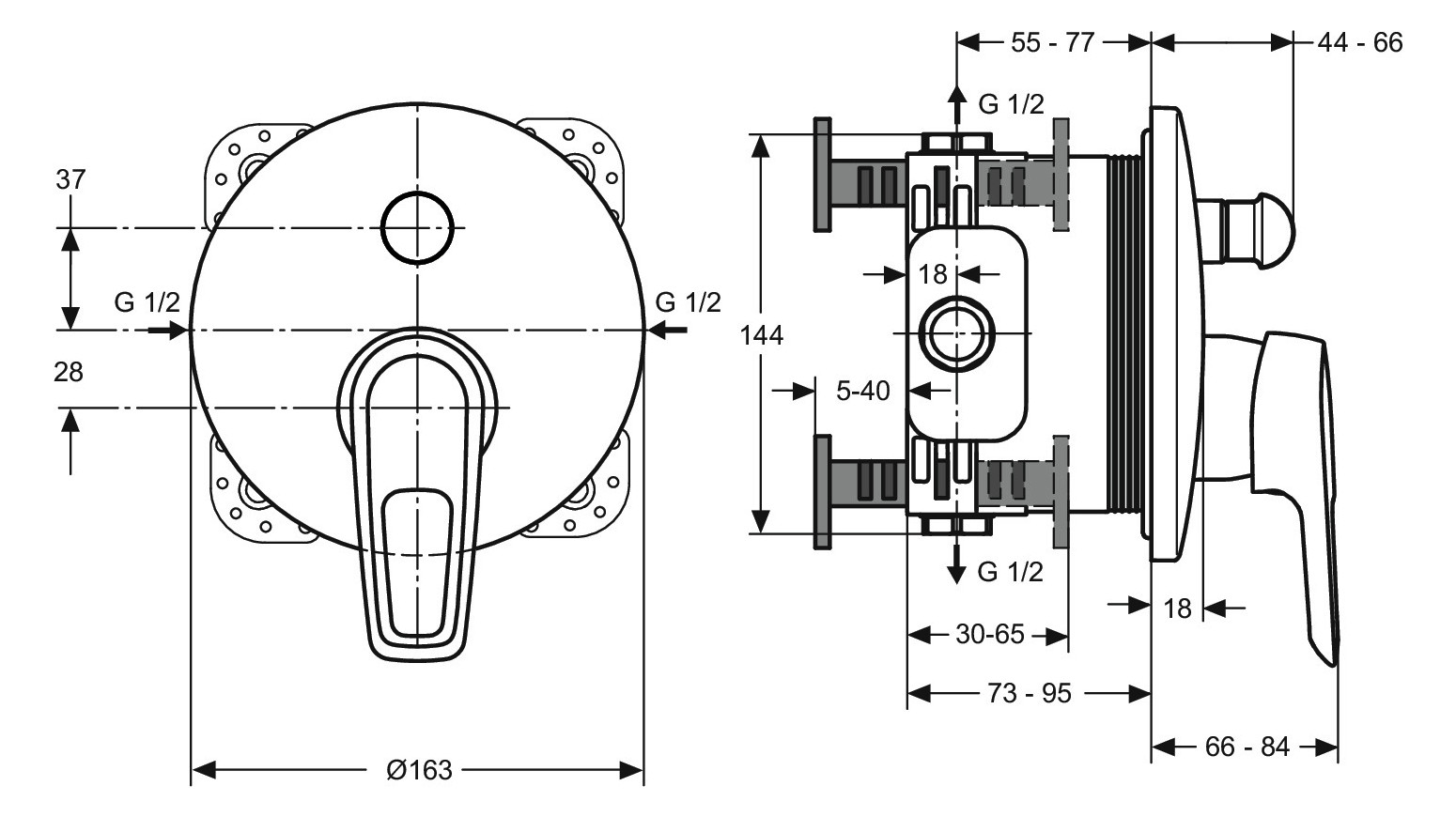 Ideal-Standard Fertigmontageset CeraMix Blue für UP-Wannen-Einhebelmischer, eigensicher, chrom