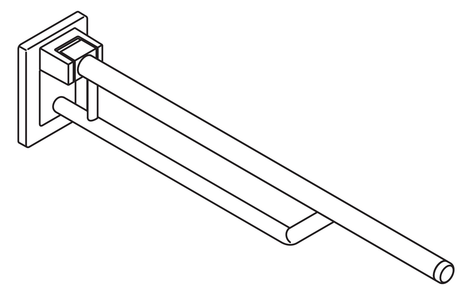 HEWI Stützklappgriff Duo Warm Touch Ausladung 850 mm, mobil, Kunststoff Chromoptik