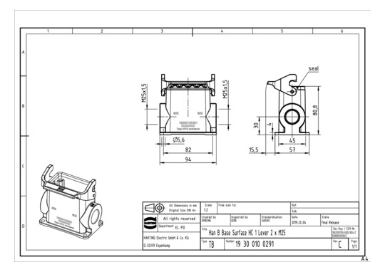 HART Sockelgehäuse 2xM25     19300100291 