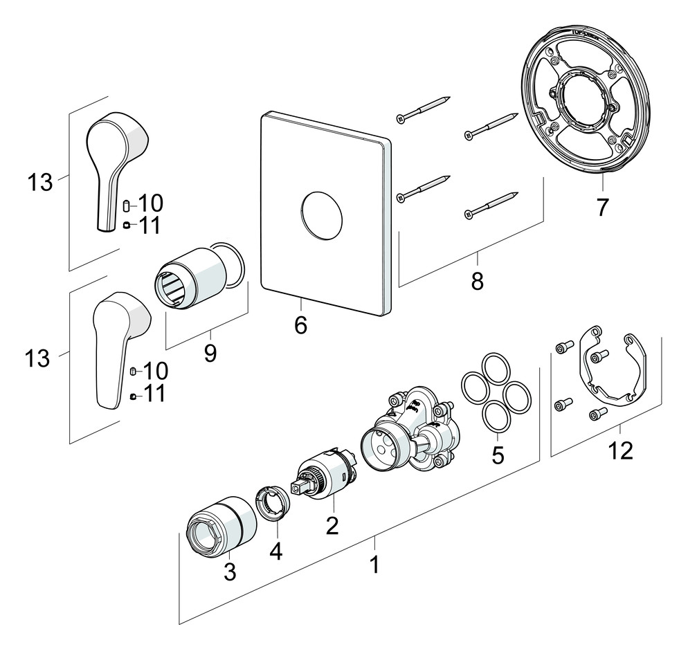 HANSA Fertigmontageset HANSABLUEBOX POLO UP-Brause-Einhebelmischer, eckige Rosette, chrom