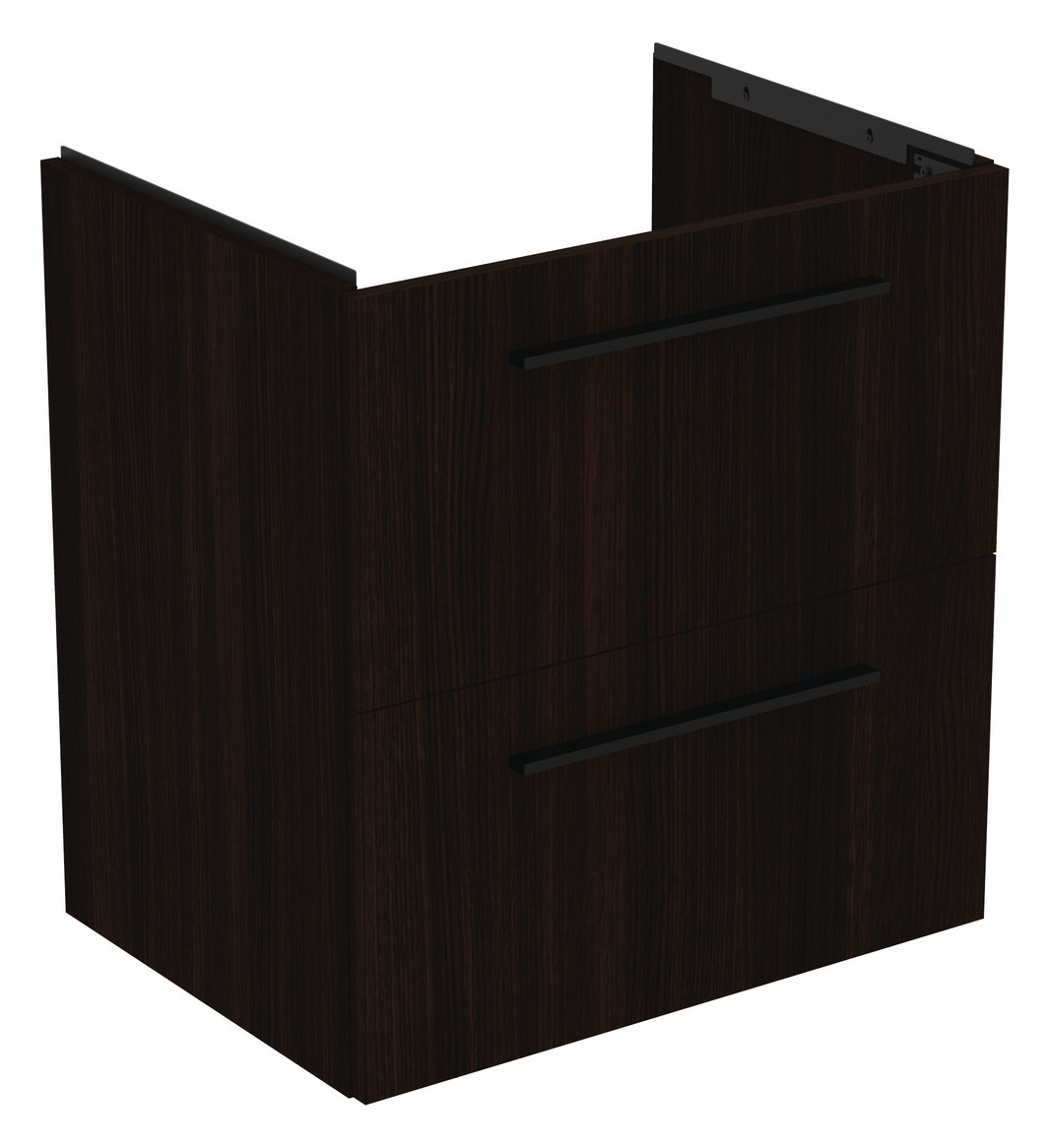 Ideal-Standard Möbelwaschtisch-Paket i.life A 64x46x64,5cm, 1 Hahnloch, Griff schwarz matt, coffee oak