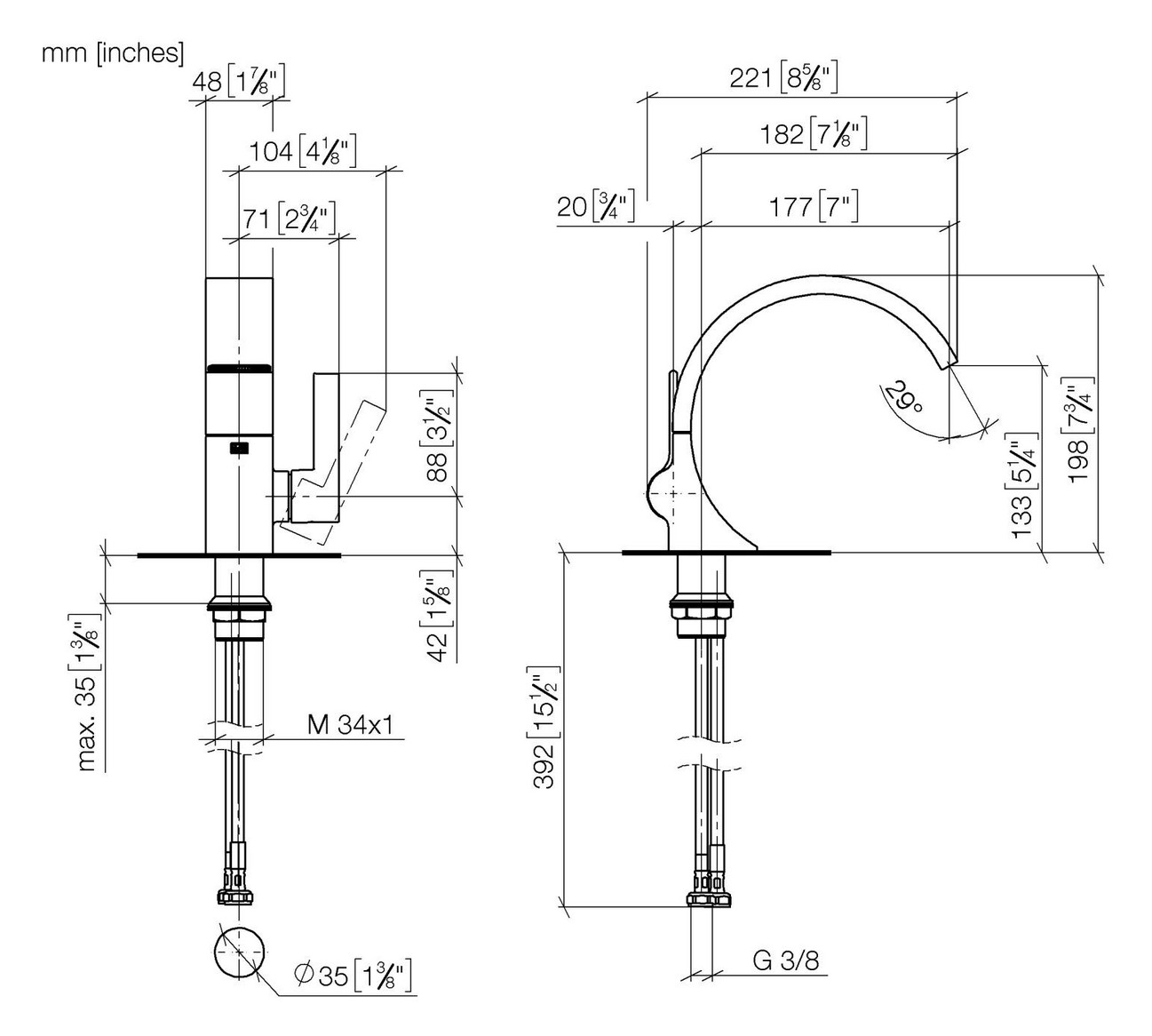 Dornbracht Einhandmischer CYO für Waschtisch, Ausladung 177mm, ohne Ablaufgarnitur, chrom