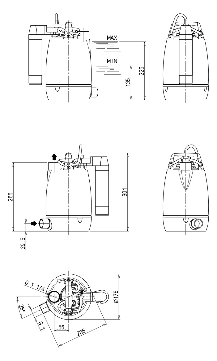 Zehnder-Pumpen Zubringerpumpe Lademax vertikaler Schwimmerschalter, schwimmende Entnahme
