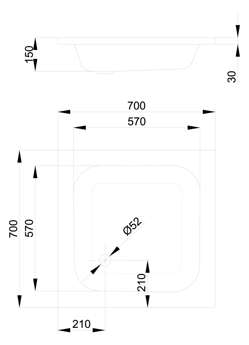 Duschwanne BetteQuinta 70x70x15cm, bahamabeige
