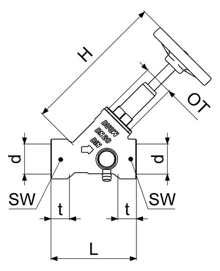 Schlösser Freistromventil 1510 DN 20, Rp 3/4, mit Entleerung, steigende Spindel
