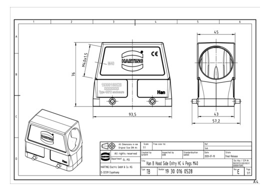 HART Tüllengehäuse M40       19300160528 