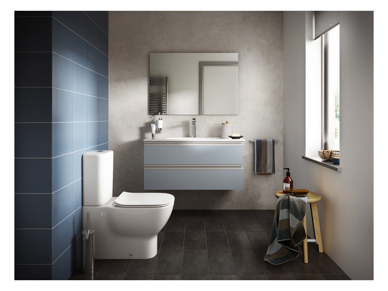 Ideal-Standard Waschtisch-Einhebelmischer Tesi Grande Ausladung 123mm, verchromt, mit Metall-Ablaufgarnitur