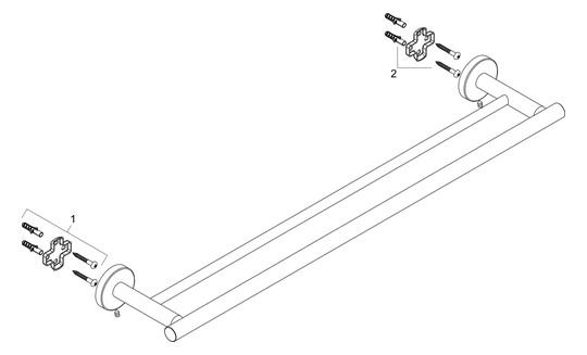 hansgrohe Badetuchhalter Logis Universal Länge 644mm, doppelt, Wandmontage, Messing, Metall, chrom