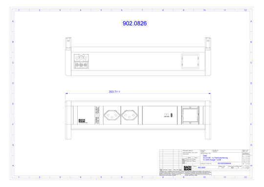 Bachmann DESK 2xCH 1xUSB C 60W  902.0826 