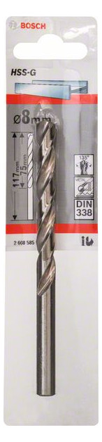 Metallbohrer Ø8mm zyl.Steckachse 75/8mm f.Edelstahl f.Stahl