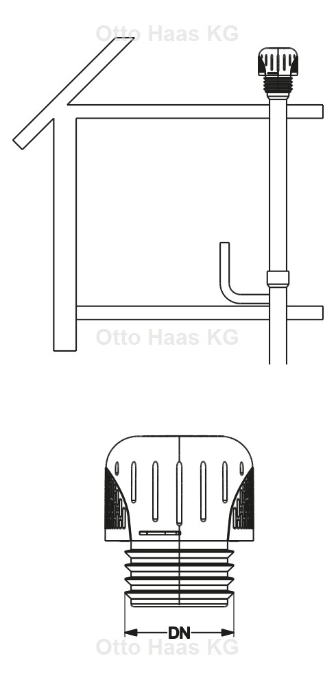 HAAS OHA-Rohrbelüfter DN 70/90/110, blau, mit Frostschutzhaube