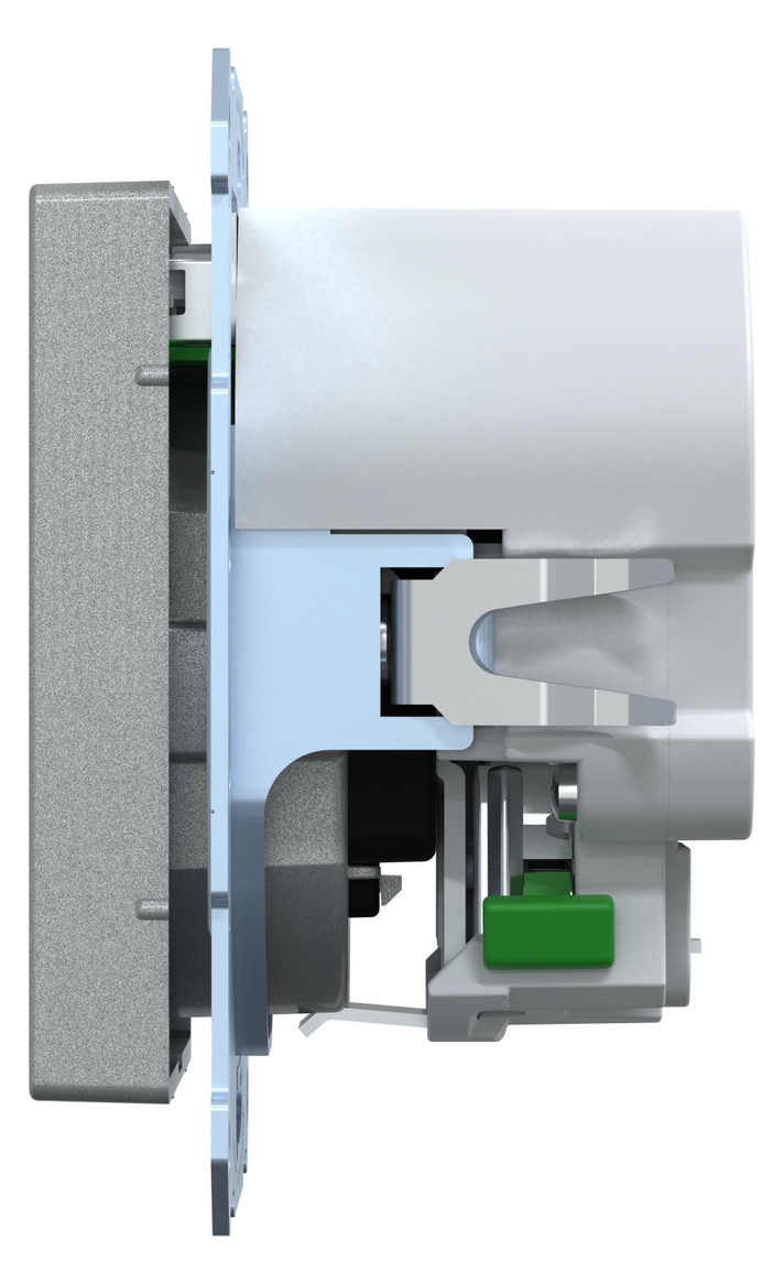 Steckdose 1f alu mt 2USB-A UP m.BS USB IP20 Mit erhöhtem Berührungsschutz