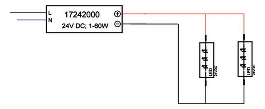 LED-Trafo 1-60W 24V IP20 Kstgeh stat 250x40x30mm