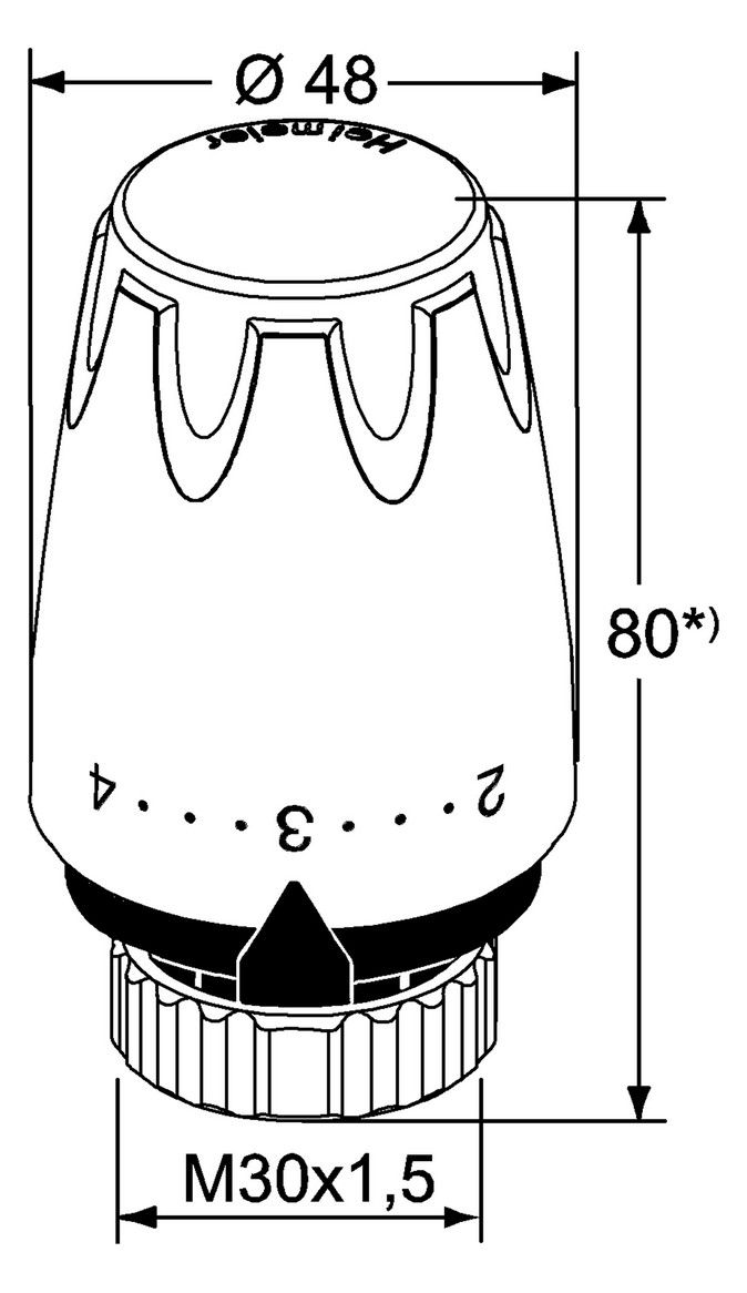Heimeier Thermostat-Kopf DX mit eingebautem Fühler, weiß RAL 9016
