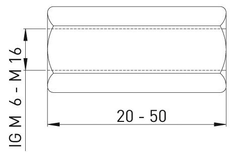 ASW Sechskant-Gewindemuffe M 8 x 40 mm, Stahl verzinkt, mit durchgehendem Gewinde