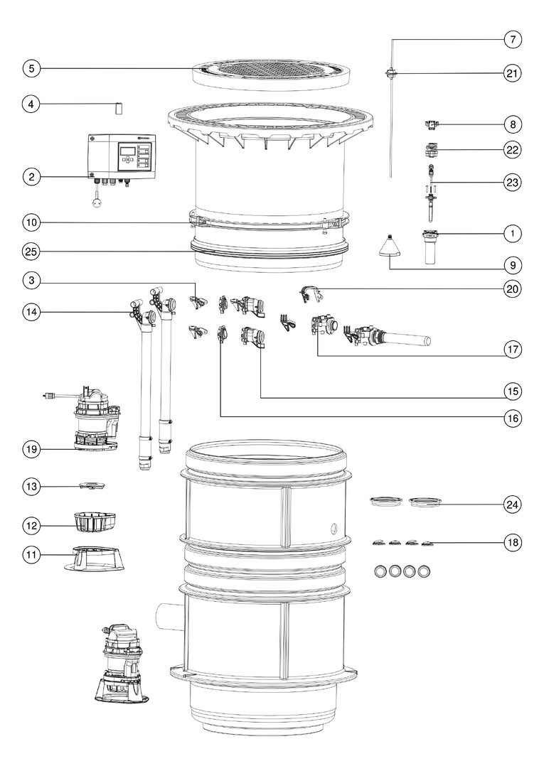 Kessel Pumpstation Aquapump Medium Duo GTF 1200, 1300-1750 mm, mit SDS-Schaltgerät, Abdeckung D