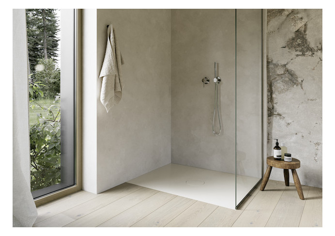 Bette Duschfliese BetteAir 1200 x 1000 mm, jasmin, Rechteck, glasierter Titan-Stahl, mit Minimum-Täger