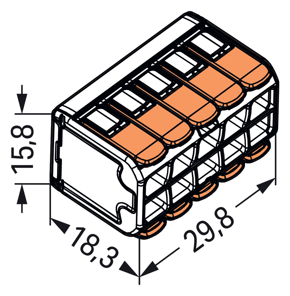 Steckklemme 10f 450V 32A 0,2-4qmm or m.BetätiHebel f.Massivleiter 0,14-4qmm