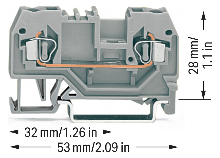 Reihenklemme 0,08-2,5qmm Serie 280 24A 1Etage 2kl gr Hutschiene TH35