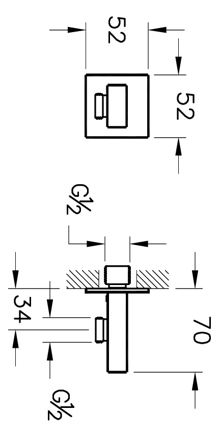 VitrA Bad Wandanschlussbogen Root Square 1/2" mit integrierter Handbrausehalterung, Kupfer