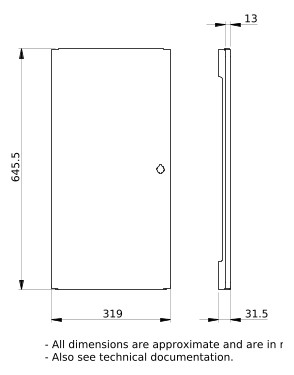 Schrank-Frontplatte 13HE B325xH650mm ST pulverbesch