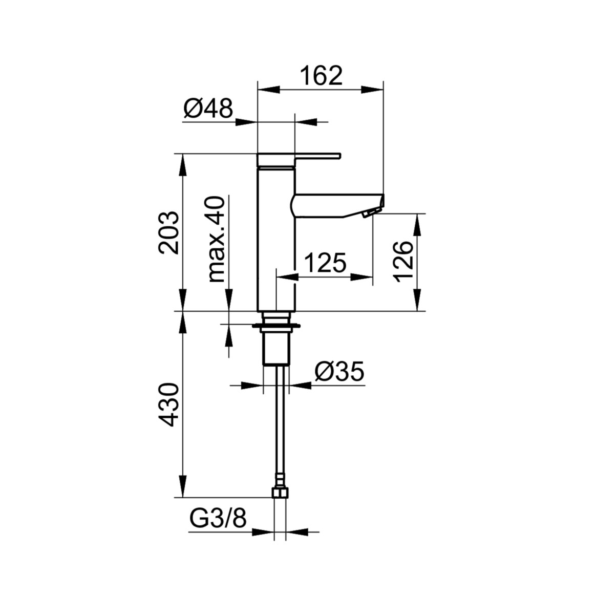 KEUCO Waschtisch-Einhebelmischer 130 Plan blue Ausladung 125mm, ohne Ablaufgarnitur, verchromt