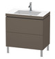 Duravit Waschtisch-Unterschrank c-bonded L-Cube 80 x 48 cm, 1 Hahnloch, flannel grey seidenmatt, 2 Auszüge, stehend