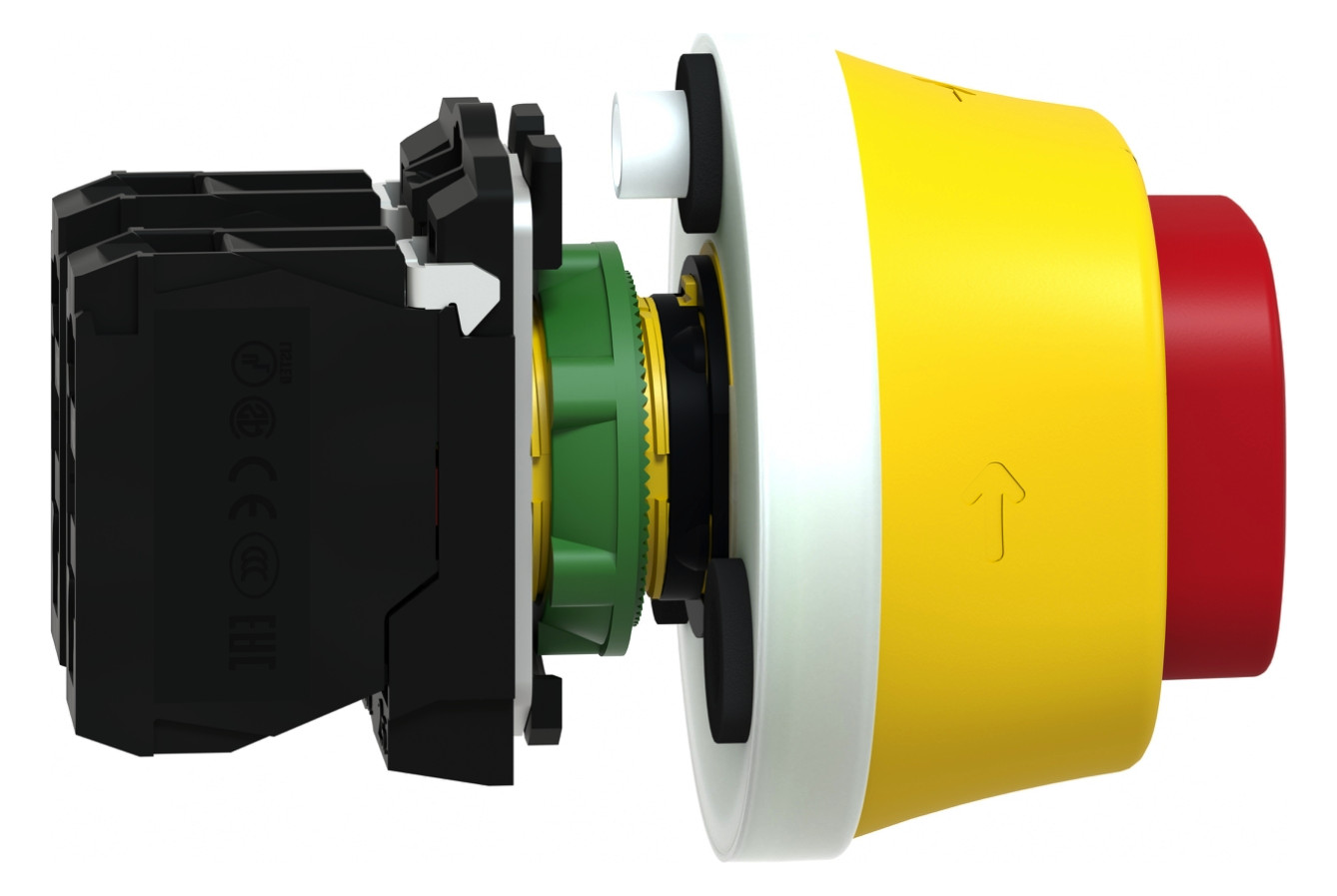 Not-Aus Taster EB IP66 Dreh 1S 1Ö m.Bel Ø22mm Einb Schraub