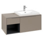 V&B Waschtisch-Unterschrank Becken rechts Subway 3.0 100,1x42,25x51,6cm, mit LED/Griff Aluminium glänzend, taupe