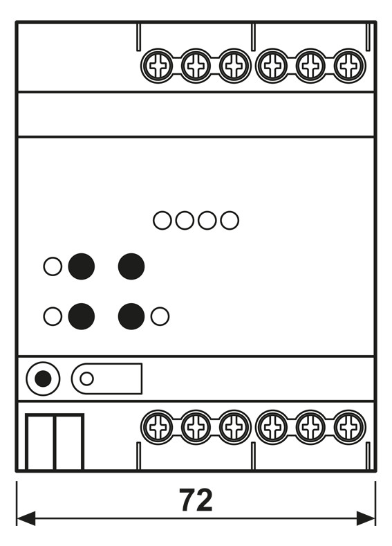 Dimmaktor KNX 0-225W REG 4TE 4Ausg Vor Ort-/Handbedienung
