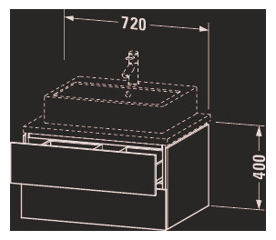 Duravit Waschtisch-Unterschrank L-Cube 72 x 54,7 cm, basalt matt, für Konsole, 2 Schubkästen