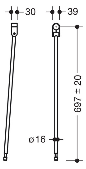 HEWI Bodenstütze 801 607mm, koralle