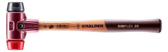 HALDER-Simplex-Schonhammer 30 mm, Gummikomp./Plastik, rot