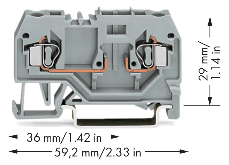 Reihenklemme 0,08-4qmm Serie 281 1Etage 2kl gr 10A Hutschiene TH35