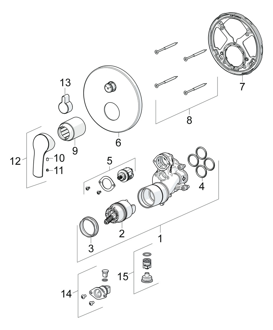 HANSA Fertigmontageset HANSAPINTO UP-Wannen-Einhebelmischer, mit Sicherungseinrichtung, Rosette rund, chrom