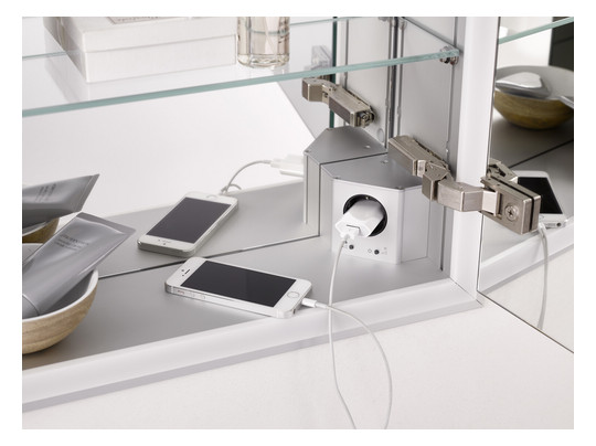 EMCO Aufputz-Lichtspiegelschrank prime 1200x700mm, mit Lichtpaket, 2-türig, aluminium/spiegel