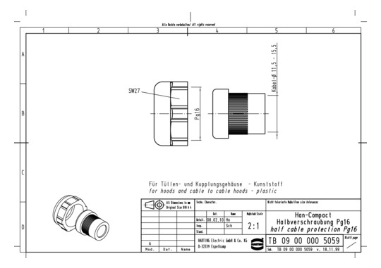 HART Halb-Verschraubung Pg16 09000005059 