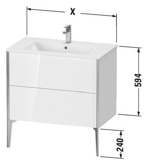 Duravit Waschtisch-Unterschrank XViu 81 x 48 x 59,4 cm, graphit matt, 2 Auszüge, stehend, schwarz matt
