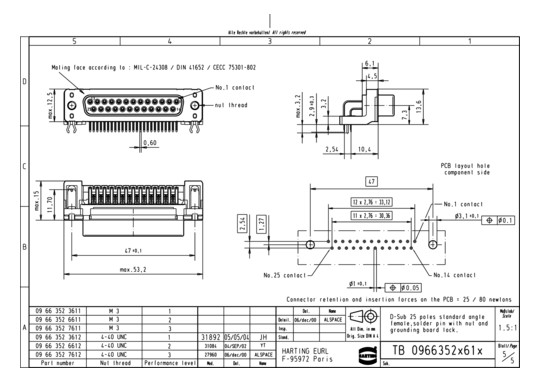 HART D-Sub-Buchsenleiste     09663526611 