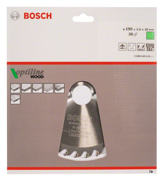 Bild HM-Kreissägeblatt 190x2,6/1,6x30 36Z WZ Bos VE à 1 Stück Optiline Wood BOSCH-1