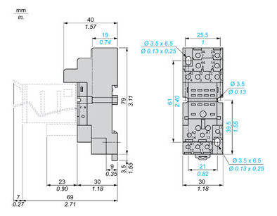 Relaissockel Schraub TS35 14Pins 30x82,5x76mm Hutschiene TH35