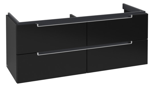 V&B Waschtisch-Unterschrank Subway 2.0 128,7x52x44,9cm, Griff silber matt, black matt lacquer