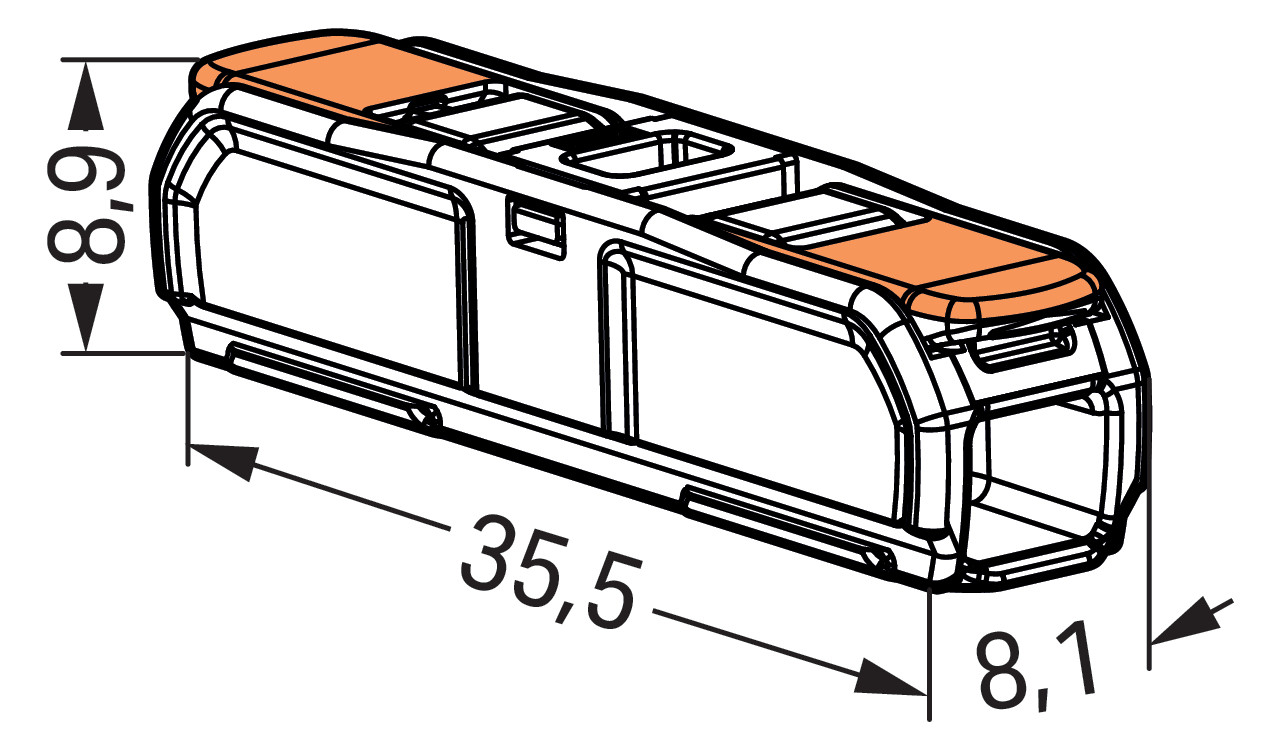 Steckklemme 2f 450V 32A Serie 221 0,2-4qmm m.BetätiHebel f.Massivleiter