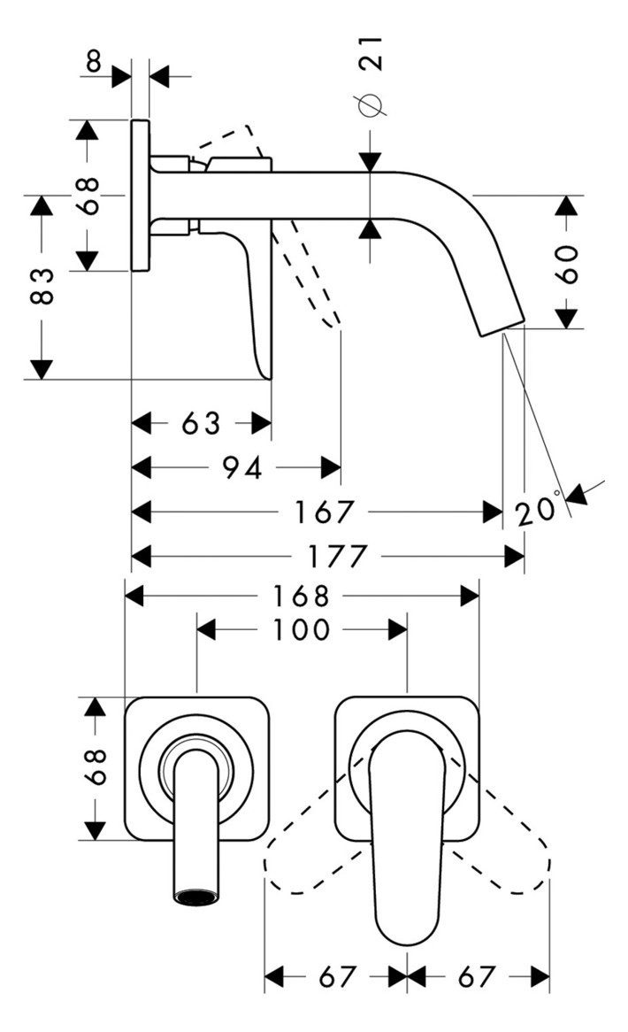hansgrohe Fertigmontageset Axor Citterio M UP-Waschtisch-Einhebelmischer, Ausladung 167mm, mit Rosetten, brushed red gold