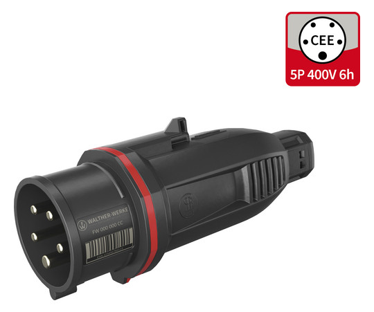 CEE-Stecker 5p 16A IP54 NEO 400V/rt 6h schraubl.Kl Kst Knickschutztülle